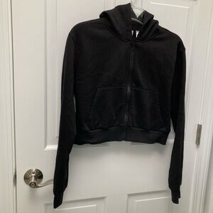 H&M Divided Zip-Up, Black, Cropped Hoodie, Size L